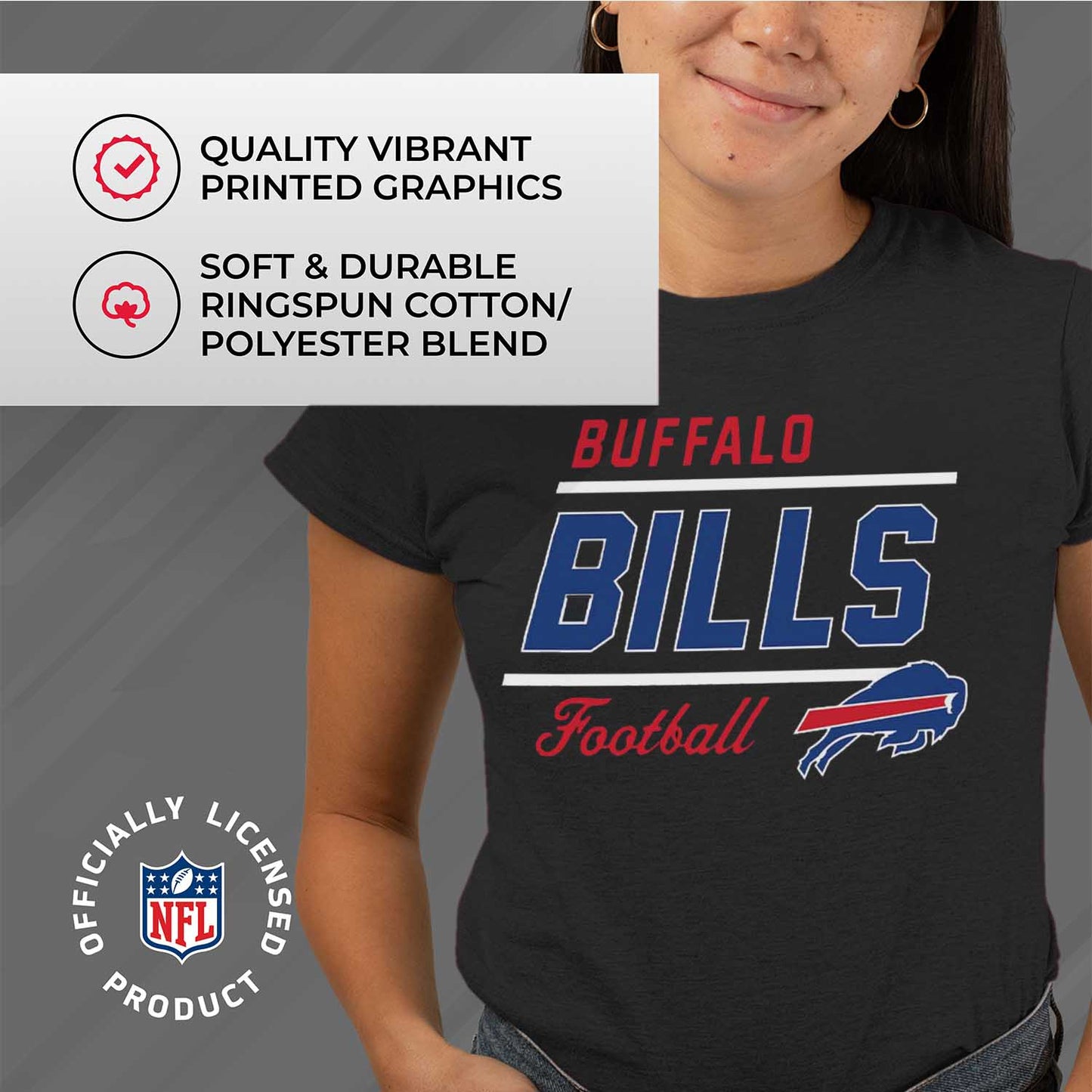 Buffalo Bills NFL Womens Plus Size Relaxed Fit T-Shirt - Black