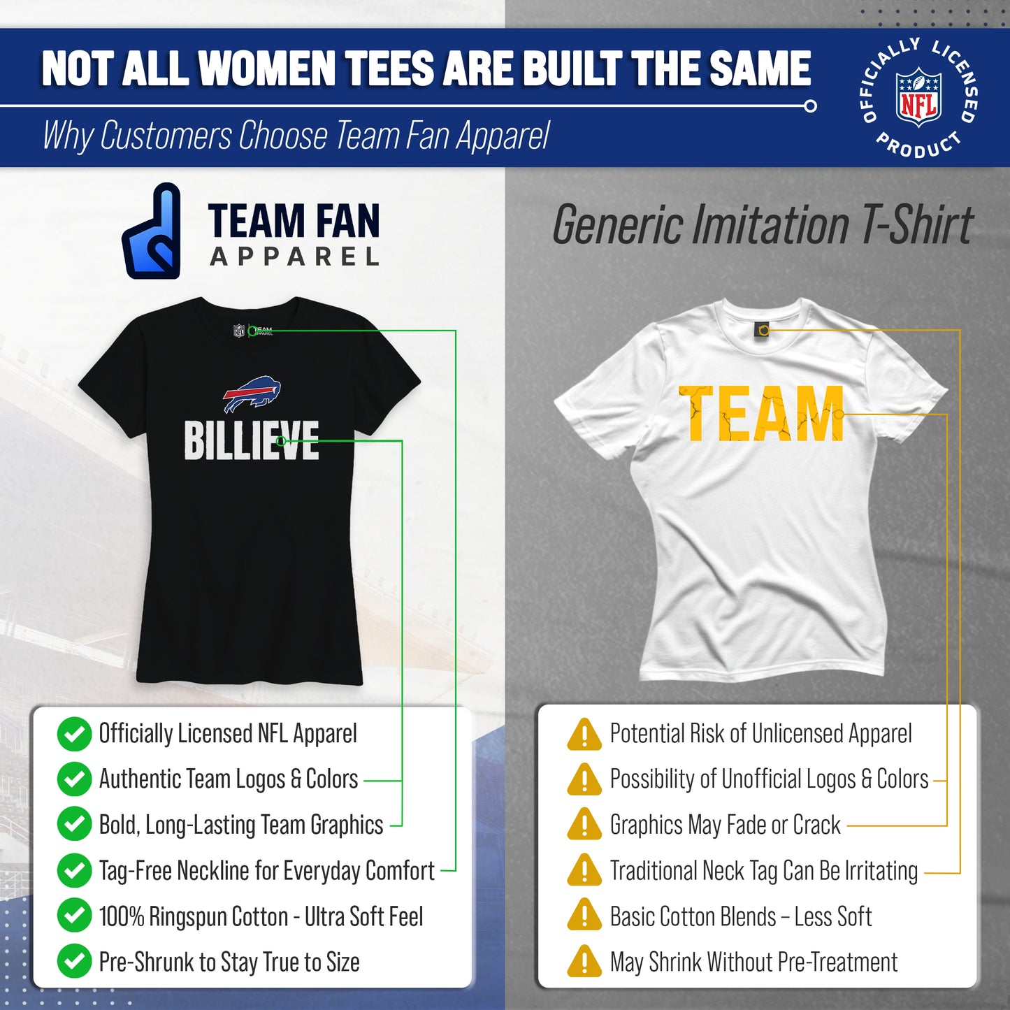 Buffalo Bills NFL Womens Team Slogan Short Sleeve Tshirt - Black