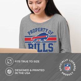 Buffalo Bills NFL Womens Plus Size Property of Lightweight Crew Neck - Sport Gray