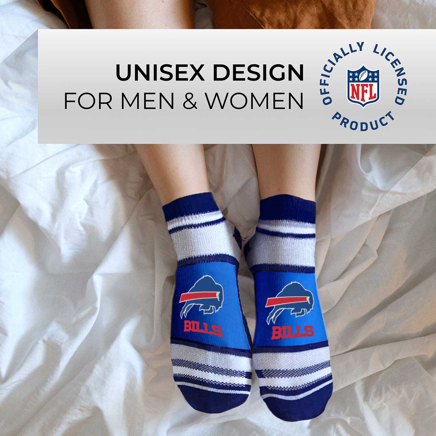 Buffalo Bills Adult Marquis Addition No Show Socks - Royal