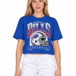 Buffalo Bills  Women's Franchise Helmet Crop T-Shirt Mock Neck - Royal