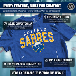 Buffalo Sabres NHL Adult Powerplay Heathered Unisex T-Shirt - Royal