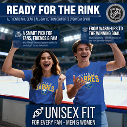 Buffalo Sabres NHL Adult Powerplay Heathered Unisex T-Shirt - Royal