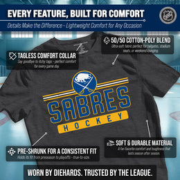 Buffalo Sabres Adult NHL Heather Charcoal True Fan Hockey T-Shirt - Charcoal