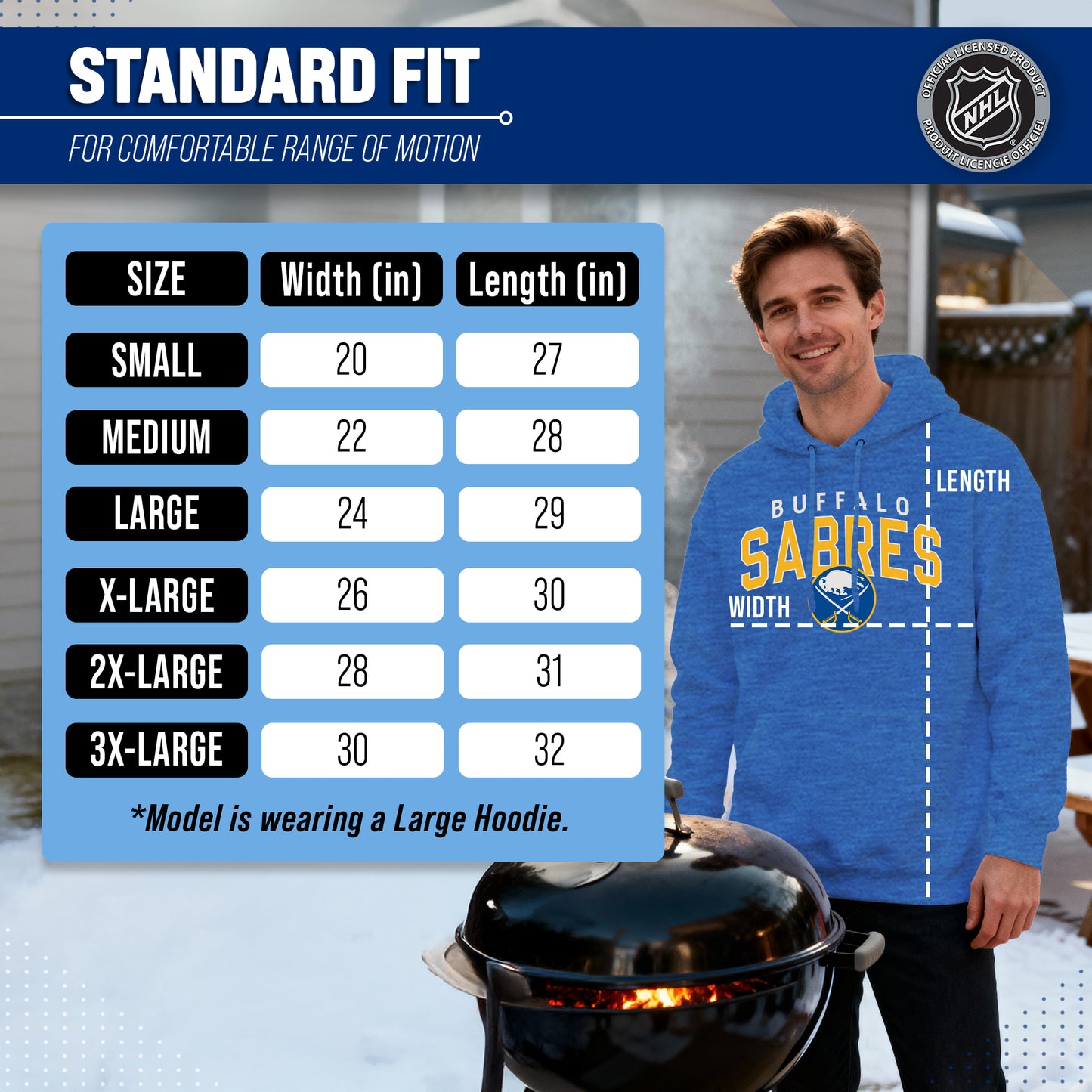 Buffalo Sabres NHL Adult Unisex Powerplay Hooded Sweatshirt - Royal
