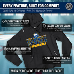 Buffalo Sabres NHL Adult Heather Charcoal True Fan Hooded Sweatshirt Unisex - Charcoal