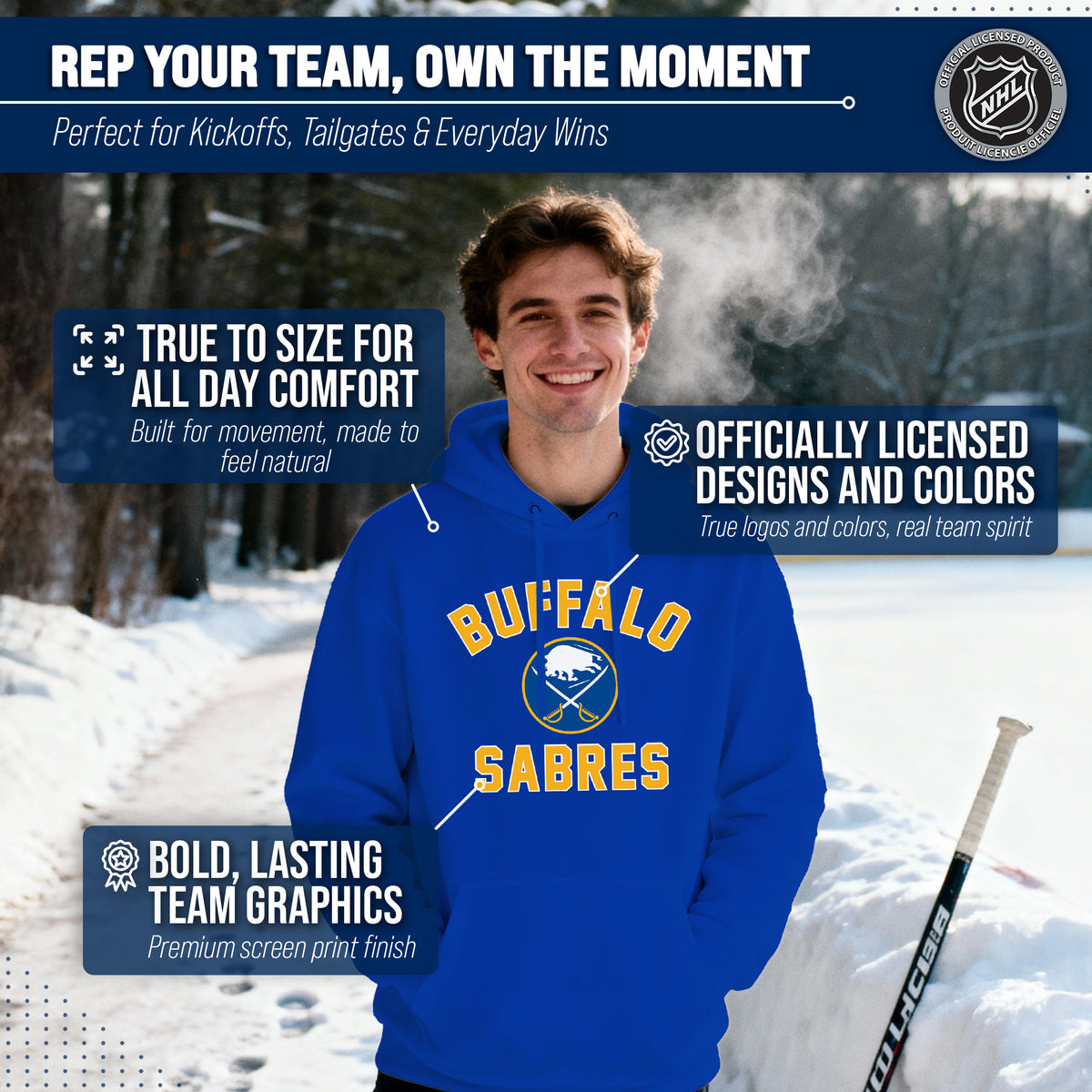 Buffalo Sabres Hoodie Pullover Sweatshirt - Royal