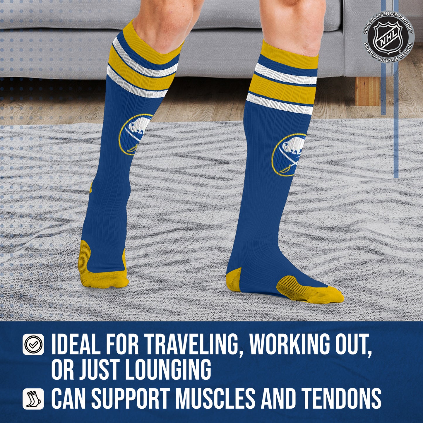 Buffalo Sabres NHL Adult Knee High-Performance Socks - Royal