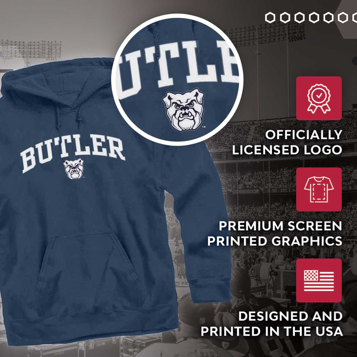 Butler Bulldogs Arch & Logo Gameday Hoodie - Navy