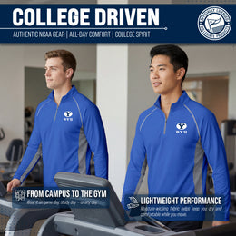 BYU Cougars Mens NCAA Campus Classic Long Sleeve 1/4 Zip Windshirt - Royal