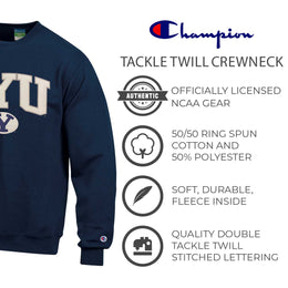 BYU Cougars Adult Tackle Twill Crewneck - Navy