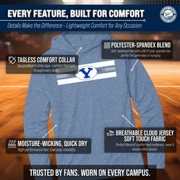 BYU Cougars NCAA Unisex Scholarship Cloud Jersey Performance Hooded Long Sleeve Tee - Navy Heather