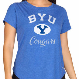 BYU Cougars NCAA Womens Tag-Less Ultra Soft Tailgate T-Shirt - Royal Heather