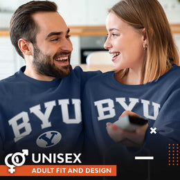 BYU Cougars NCAA Adult Tackle Twill Crewneck Sweatshirt - Navy
