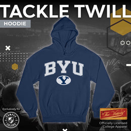 BYU Cougars NCAA Adult Tackle Twill Hooded Sweatshirt - Navy