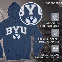 BYU Cougars NCAA Adult Tackle Twill Hooded Sweatshirt - Navy