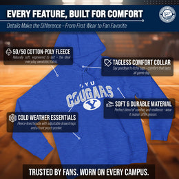 BYU Cougars  Hoodie Heathered Fleece Sweatshirt - Royal Heather