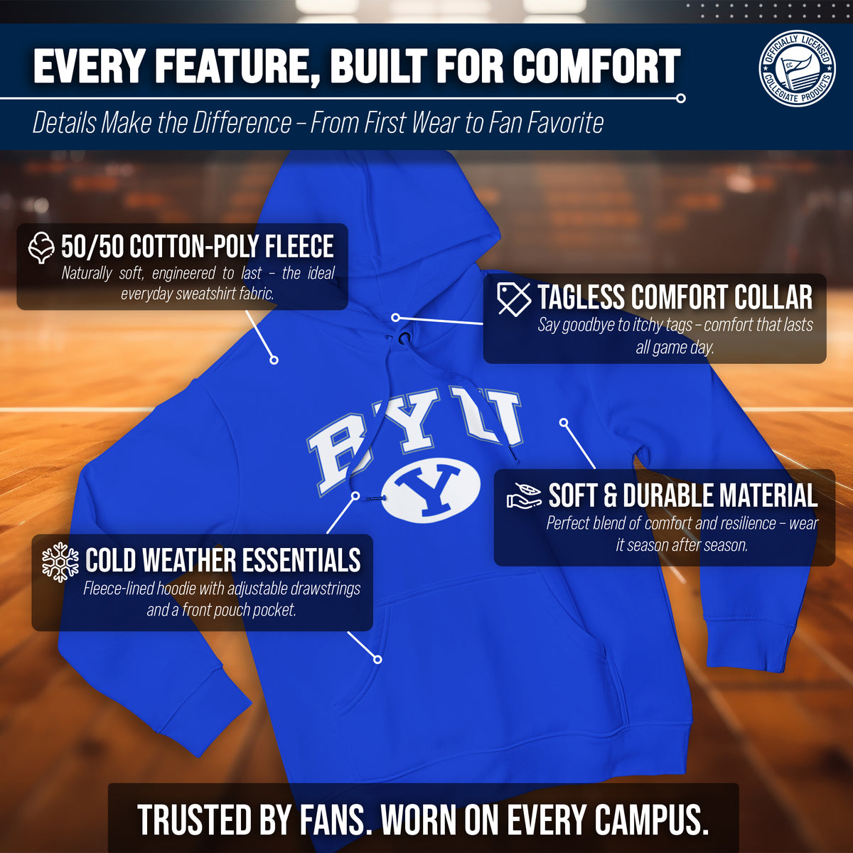 BYU Arch & Logo Gameday Hoodie - Navy