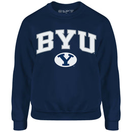 BYU Cougars NCAA Adult Tackle Twill Crewneck Sweatshirt - Navy