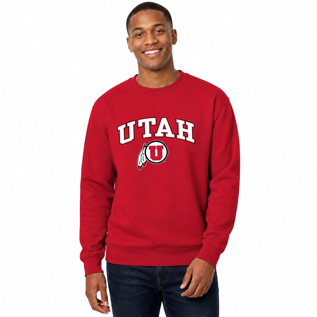 Utah Utes NCAA Fleece Pullover Crewneck Sweatshirt for Men and Women - Red