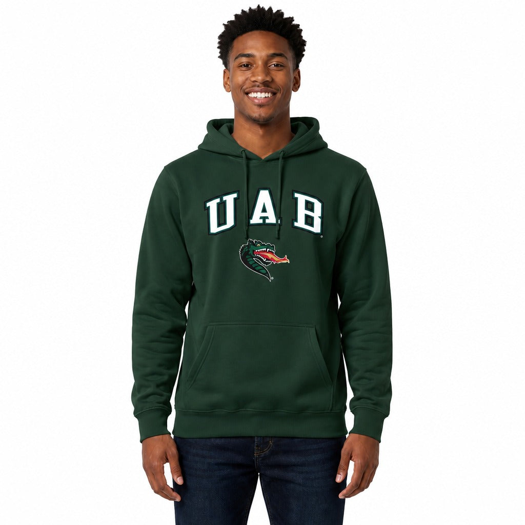 UAB Blazers Arch & Logo Gameday Hoodie NCAA Fleece Pullover - Green