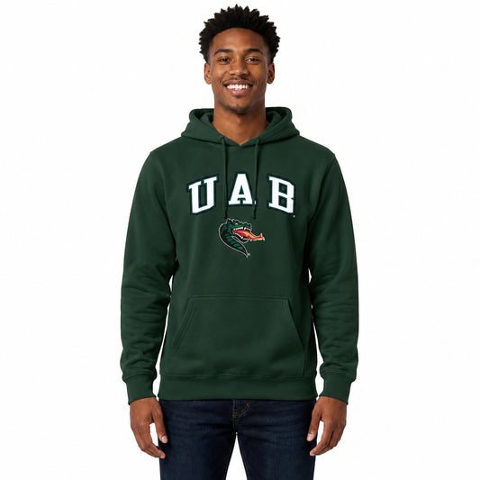 UAB Blazers Arch & Logo Gameday Hoodie NCAA Fleece Pullover - Green