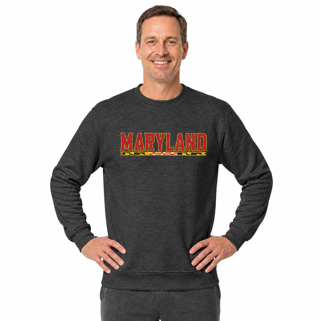 Maryland Terrapins  NCAA Unisex Adult Crewneck Fleece Sweatshirt - Charcoal