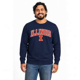Illinois Fighting Illini  NCAA Tackle Twill Crewneck Sweatshirt Men Women - Navy
