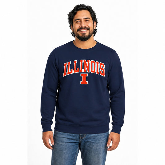 Illinois Fighting Illini  NCAA Tackle Twill Crewneck Sweatshirt Men Women - Navy