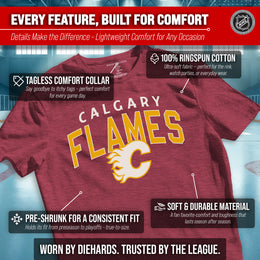 Calgary Flames NHL Adult Powerplay Heathered Unisex T-Shirt - Red