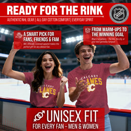 Calgary Flames NHL Adult Powerplay Heathered Unisex T-Shirt - Red