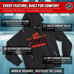 Calgary Flames NHL Adult Heather Charcoal True Fan Hooded Sweatshirt Unisex - Charcoal