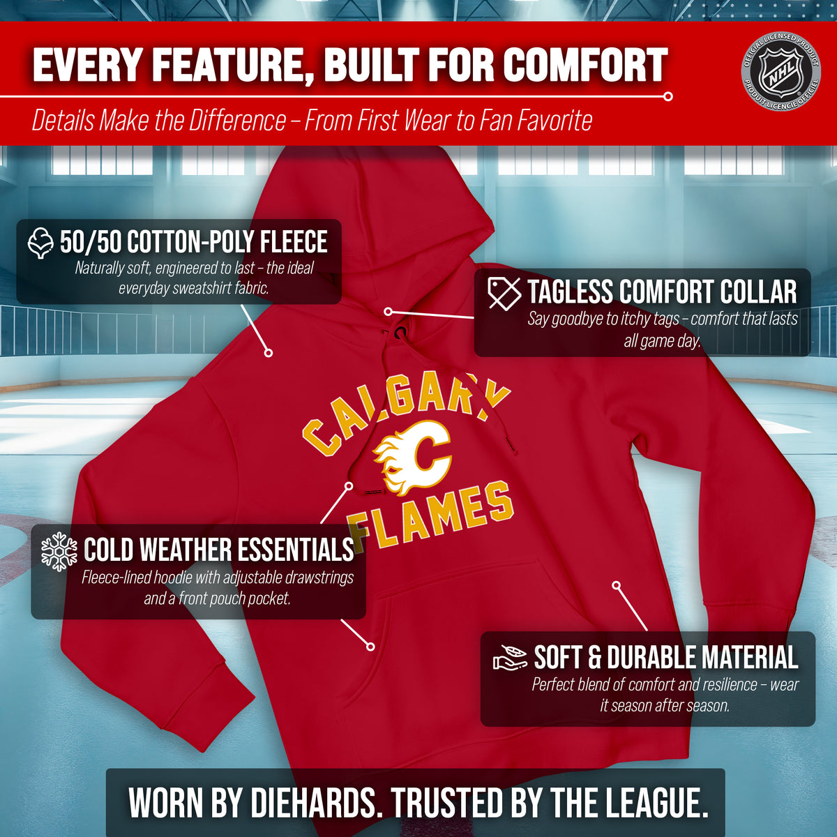 Calgary Flames Hoodie Pullover Sweatshirt - Red