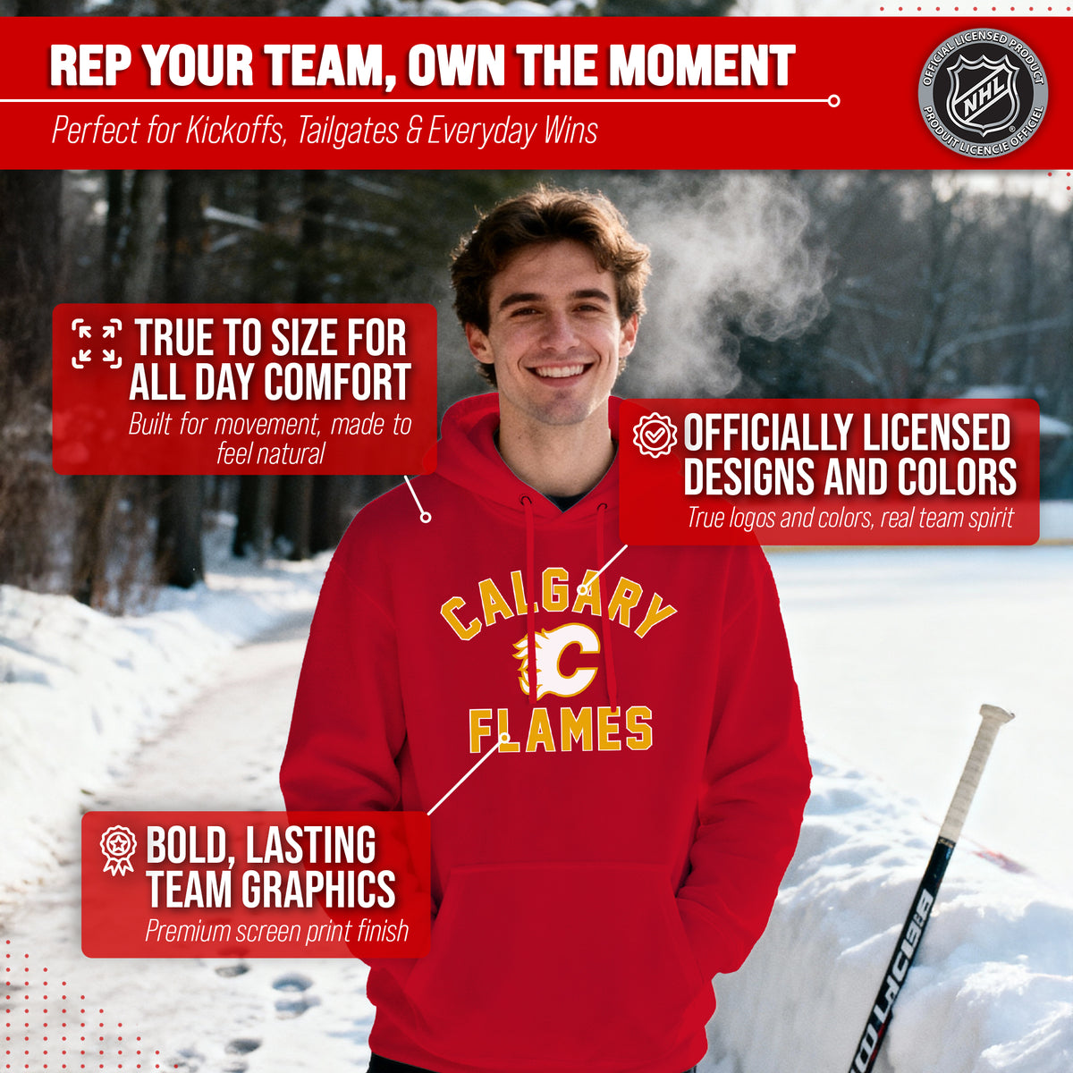 Calgary Flames Hoodie Pullover Sweatshirt - Red