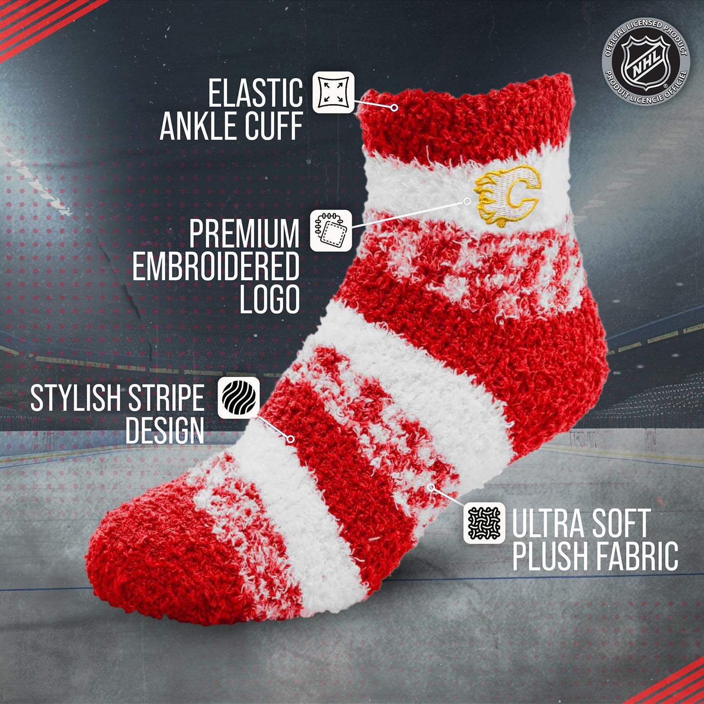 Calgary Flames NHL Unisex Cozy Sleep Socks - Red