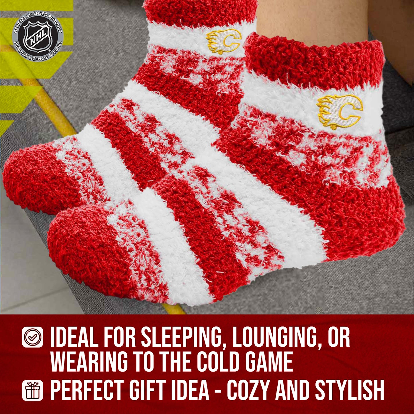Calgary Flames NHL Unisex Cozy Sleep Socks - Red