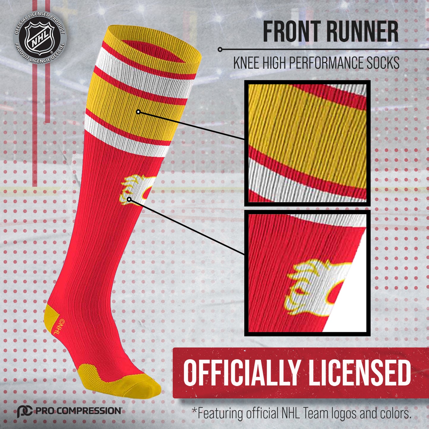 Calgary Flames NHL Adult Knee High-Performance Socks - Red