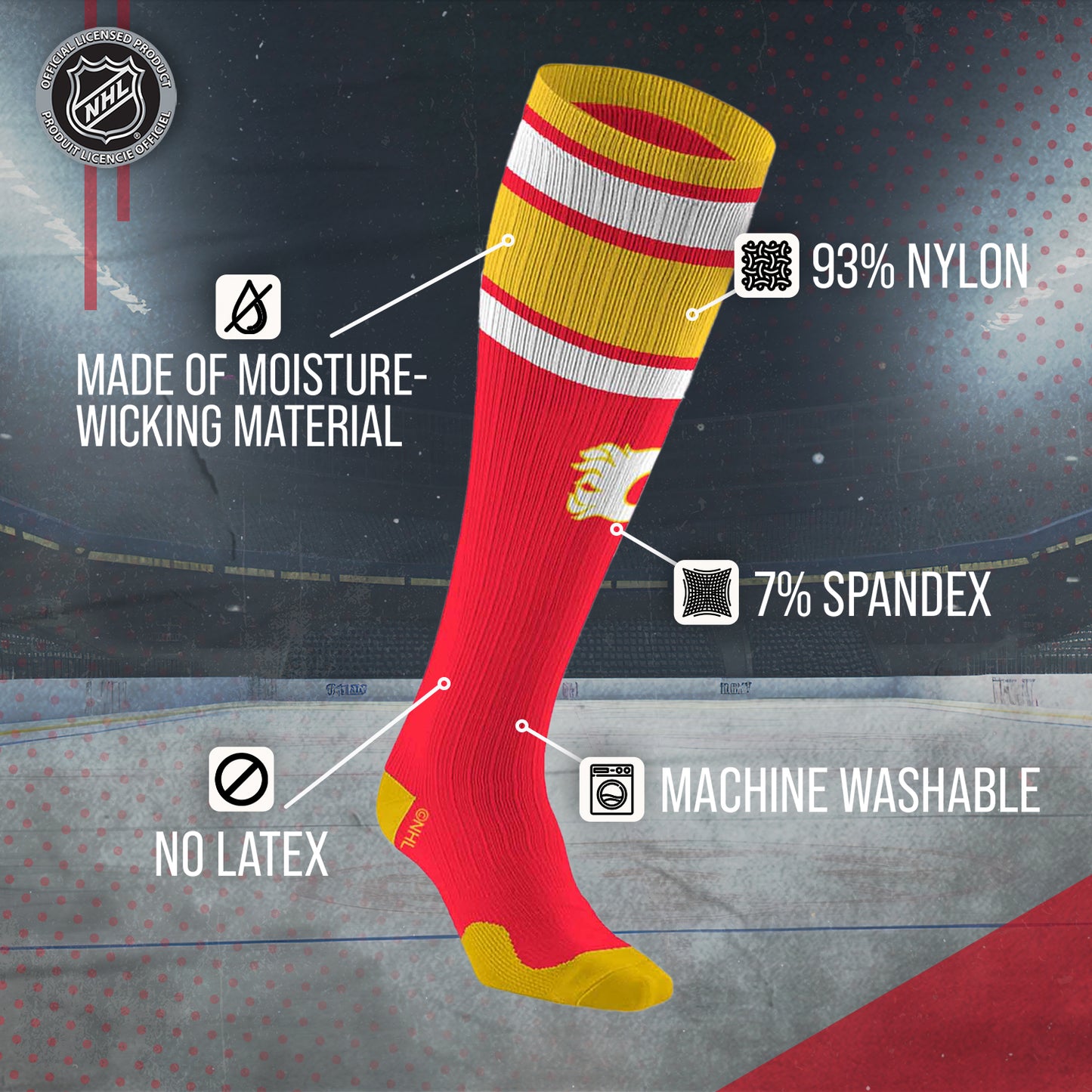 Calgary Flames NHL Adult Knee High-Performance Socks - Red