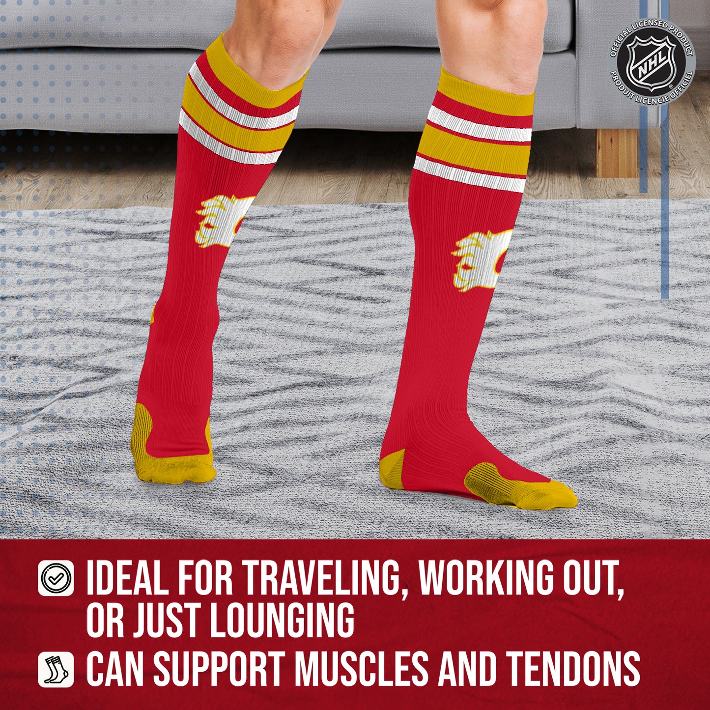 Calgary Flames NHL Adult Knee High-Performance Socks - Red