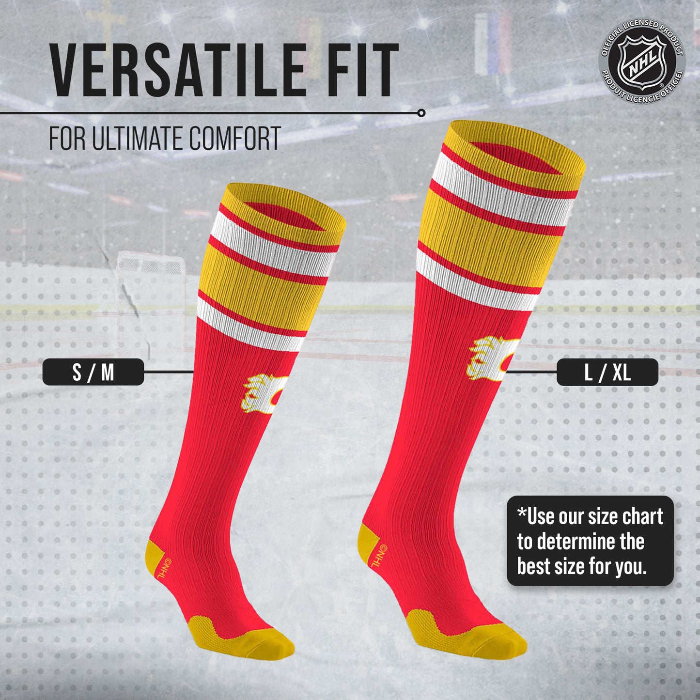 Calgary Flames NHL Adult Knee High-Performance Socks - Red