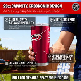 Carolina Hurricanes NHL Hockey 20oz Stainless Steel Vacuum Insulated Game Day Tumbler with Silicone Grip - Red