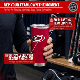 Carolina Hurricanes NHL Hockey 20oz Stainless Steel Vacuum Insulated Game Day Tumbler with Silicone Grip - Red