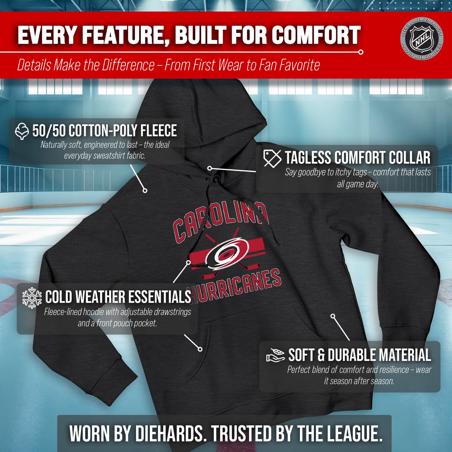 Carolina Hurricanes Hurricanes Hoodie Fleece Hooded Sweatshirt - Black