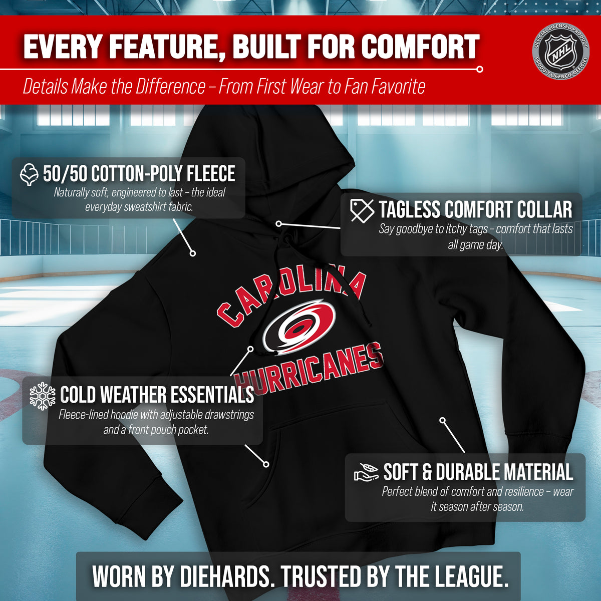 Carolina Hurricanes Hoodie Pullover Sweatshirt - Black