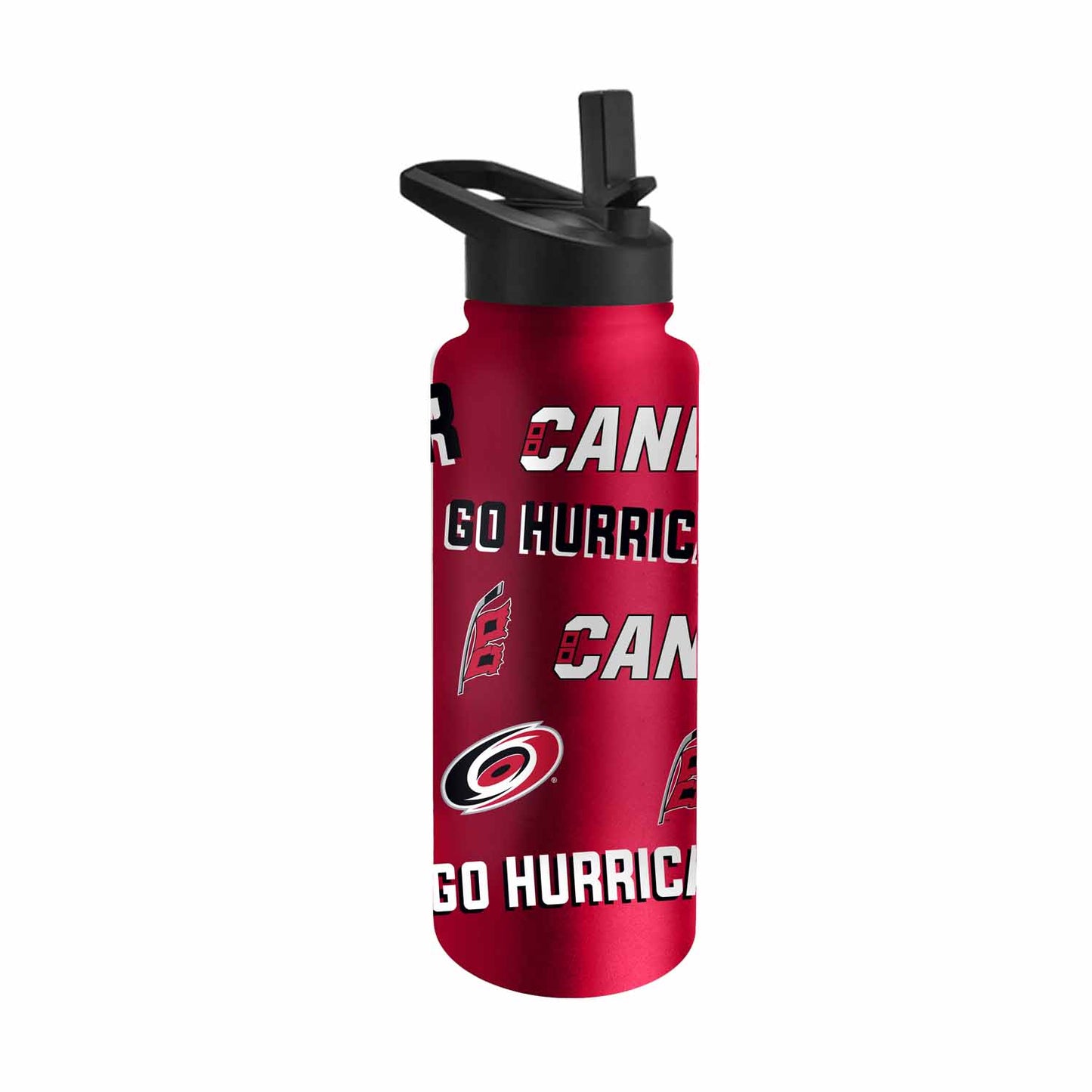 Carolina Hurricanes NHL Hockey 34oz Stainless Steel Vacuum Insulated Game Day Water Bottle with Flip Straw Lid and Handle - Red