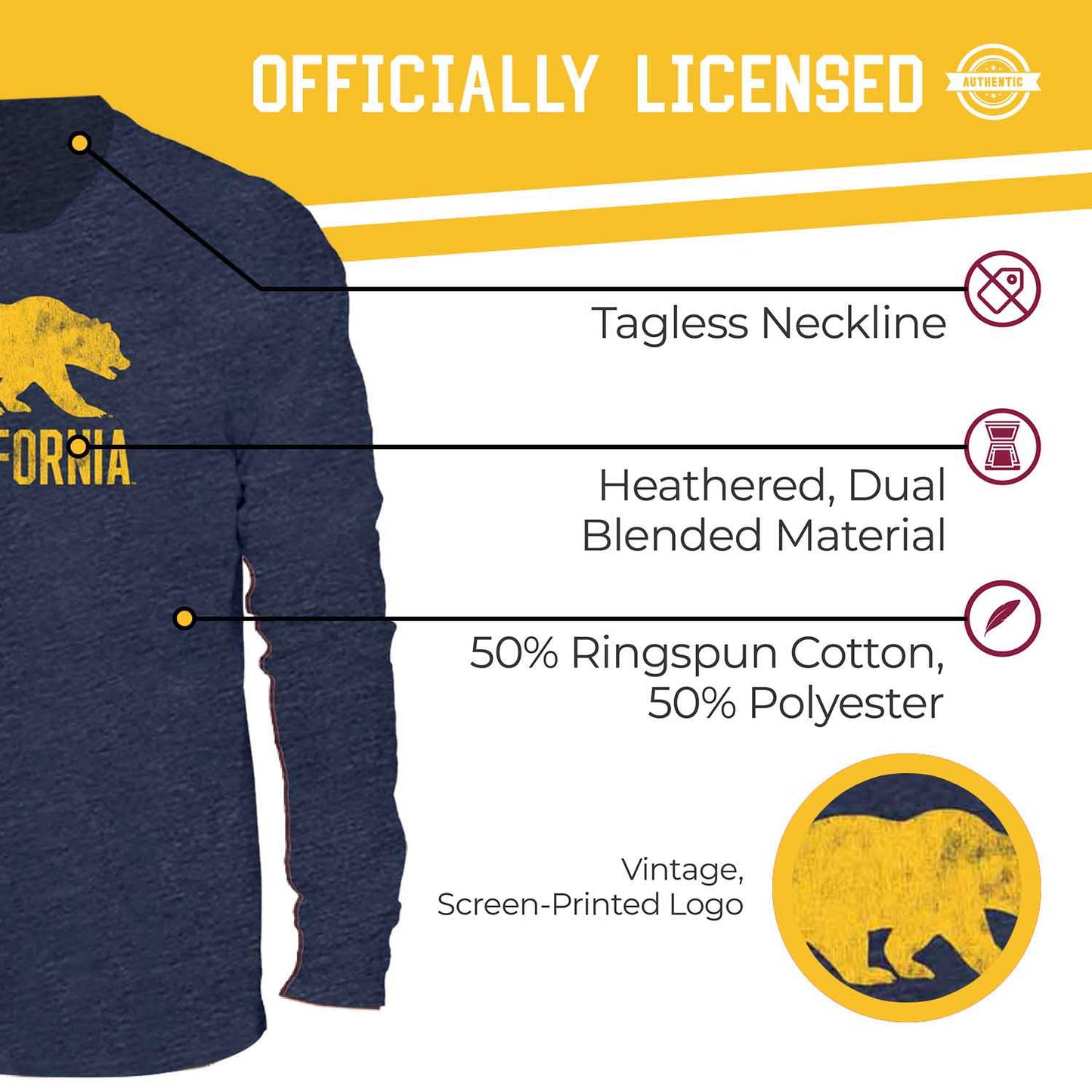 Cal Golden Bears NCAA MVP Adult Long-Sleeve Shirt - Navy