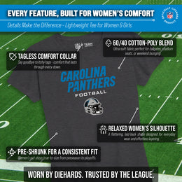 Carolina Panthers Women's NFL Football Helmet Short Sleeve Tagless T-Shirt - Charcoal