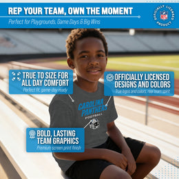 Carolina Panthers NFL Youth Football Helmet Tagless T-Shirt - Charcoal