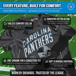 Carolina Panthers NFL Adult Distressed Helmet Tag-Less T-Shirt - Heather Charcoal