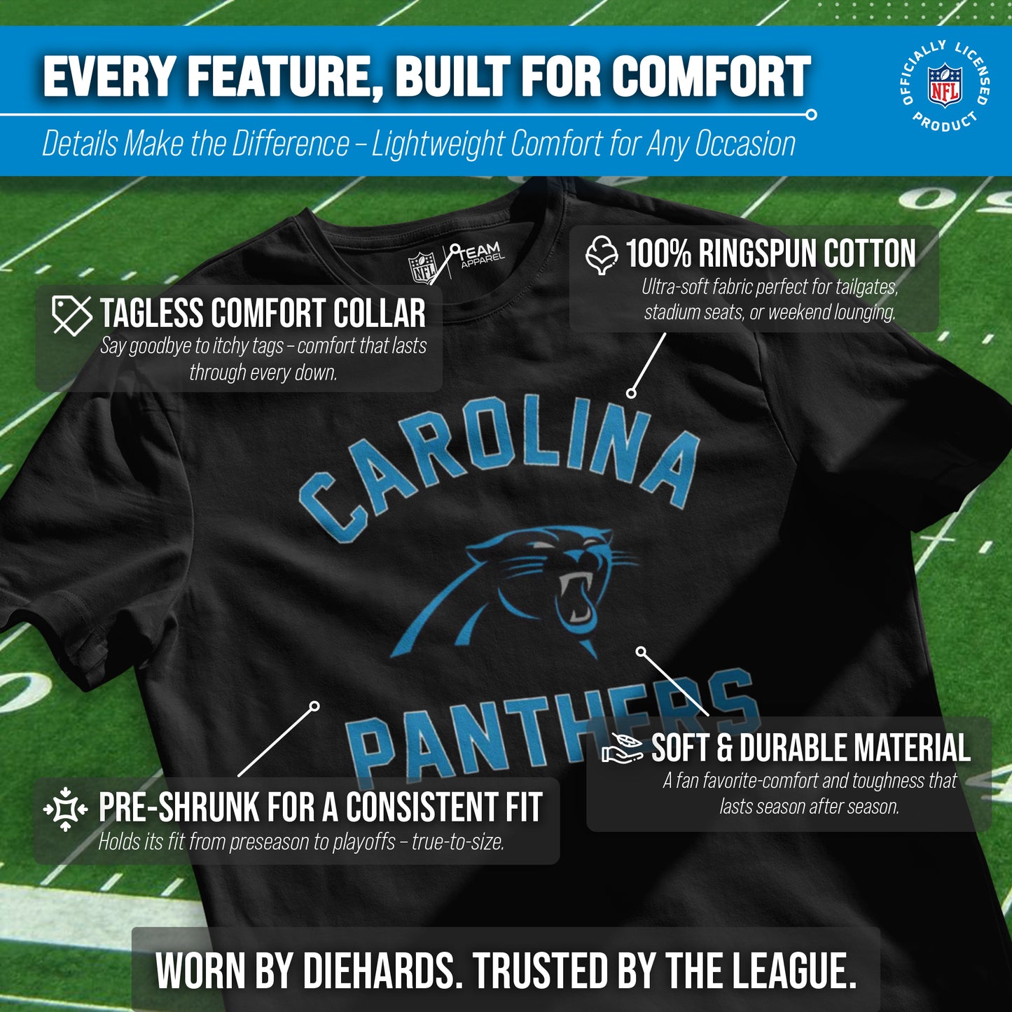 Carolina Panthers Team Fan Apparel NFL  Gameday T-Shirt - Black